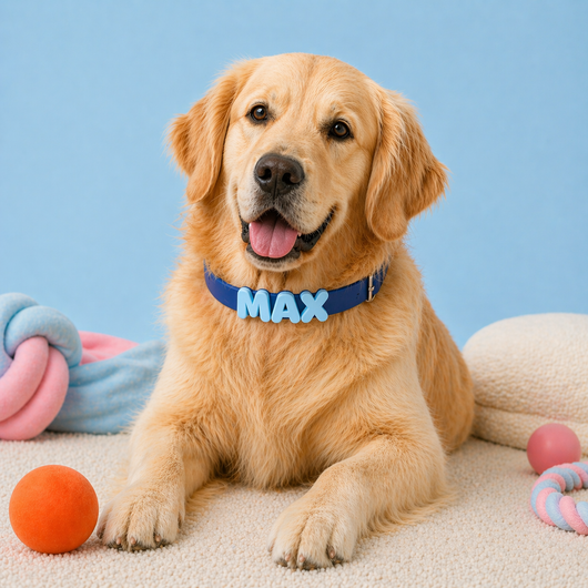 Collare cane myBuddy dettaglio nome personalizzato su tessuto