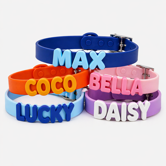 Collare personalizzato cane myBuddy con nome scritto su tessuto